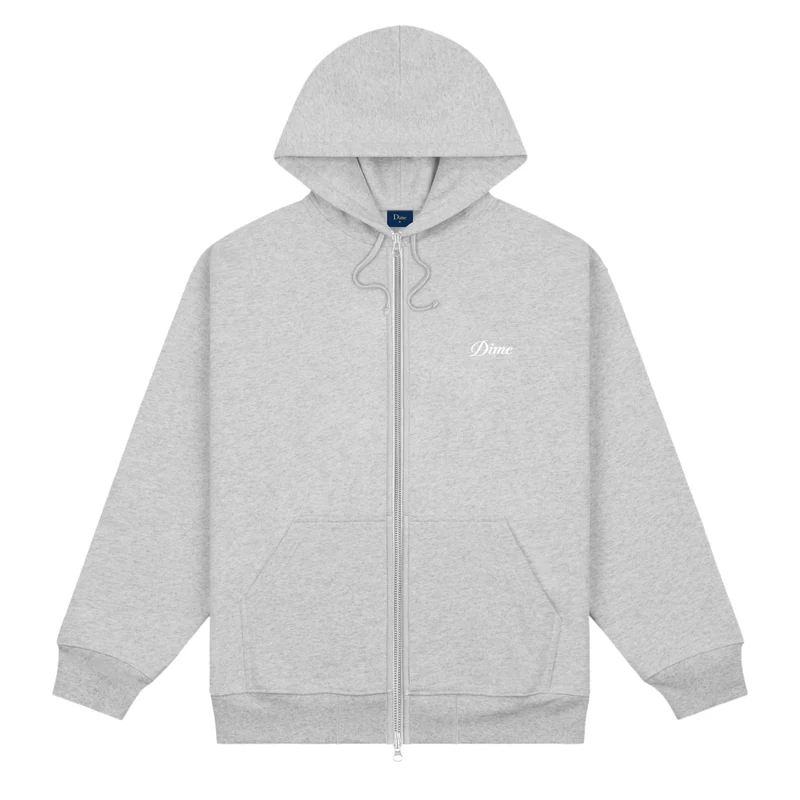 Cursive Small Logo Zip Hoodie Heather gray