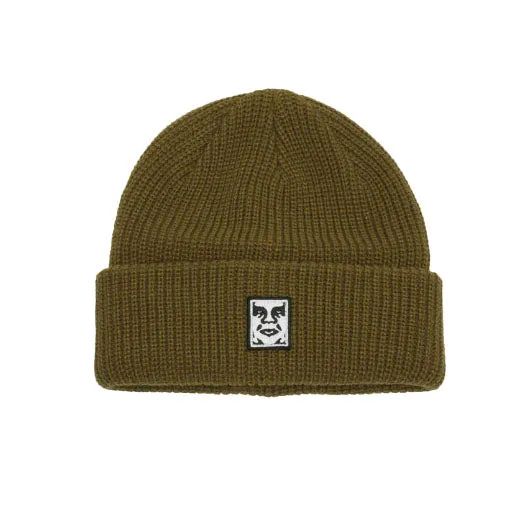 Obey Mid icon patch cuff beanie Dull army