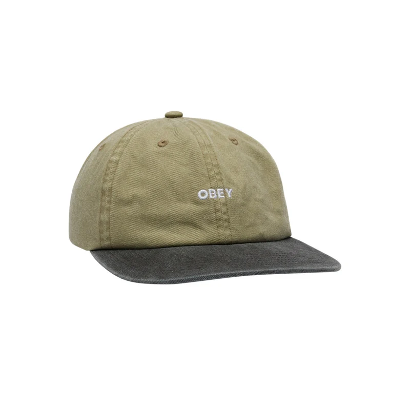 2 tone bold 6 panel strapback Pigment khaki multi