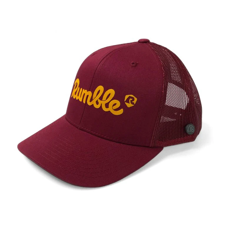 Rumble Cranberry Yellow Tag Trucker Cap