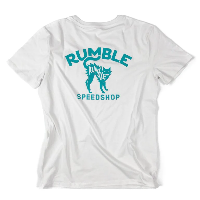 Rumble White Neon Blue Cat T-shirt