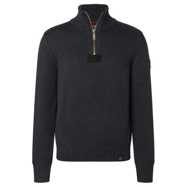 Timezone Heavy Knit Seamans Troyer black melange Herren