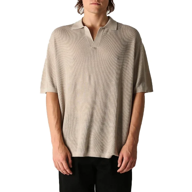 Open Collar Knit Polo Oat