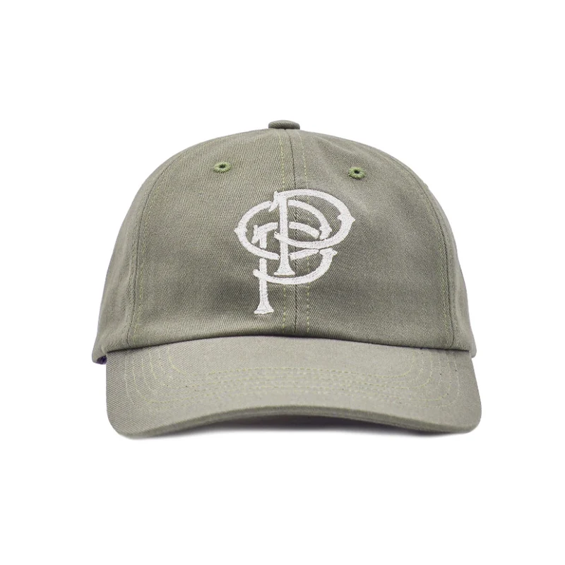 initials sixpanel hat moss