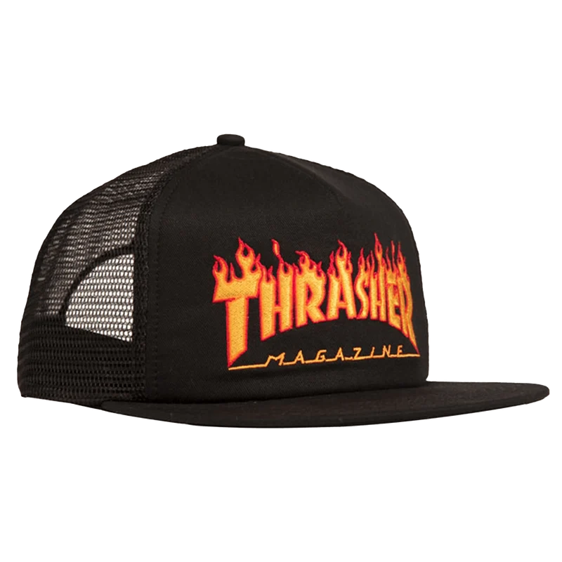 Thrasher Embroidered Flame Logo Mesh Cap