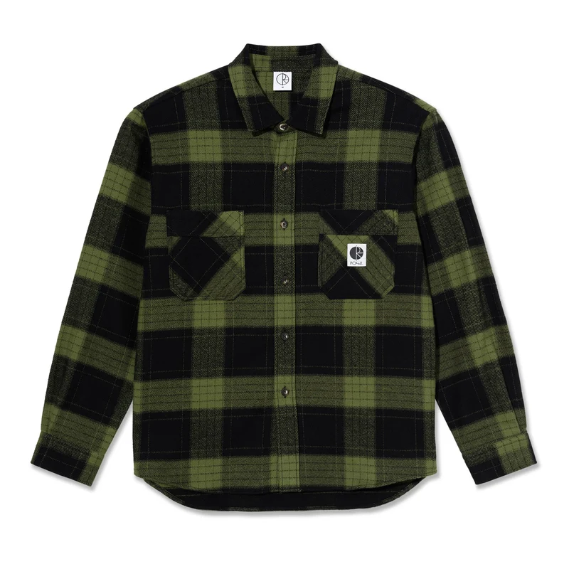 Mike LS Shirt Flannel Black Army Green