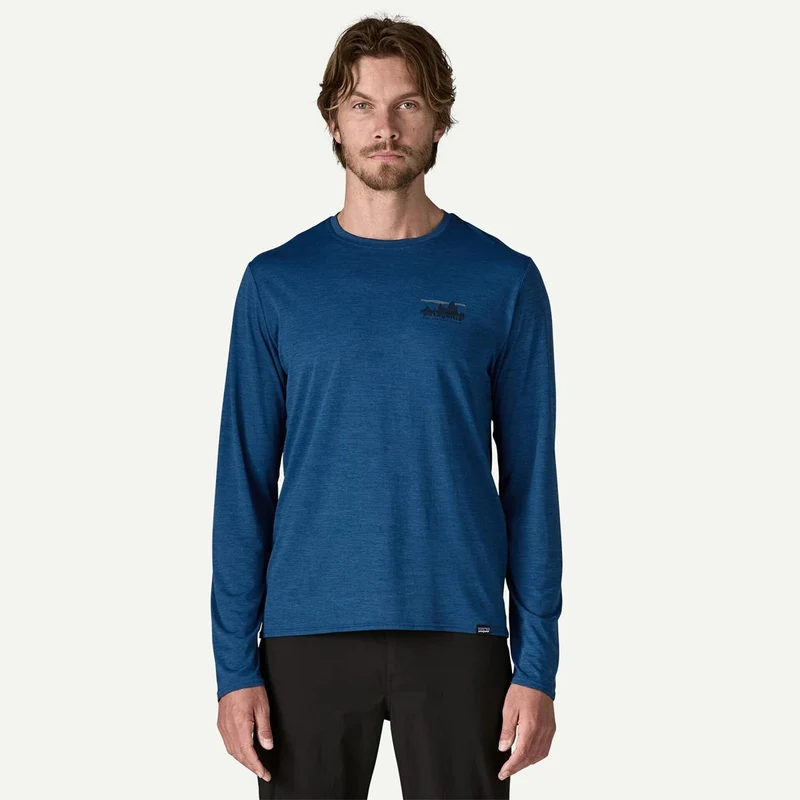 Patagonia Herren Long-Sleeved Capilene Cool Daily Graphic Shirt '73 Skyline: Clement Blue X-Dye