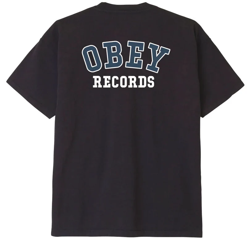 Obey records t-shirt off black