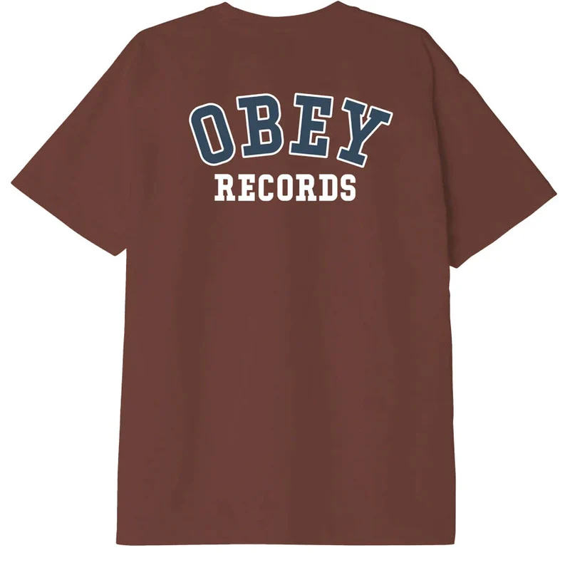 Obey records t-shirt sepia