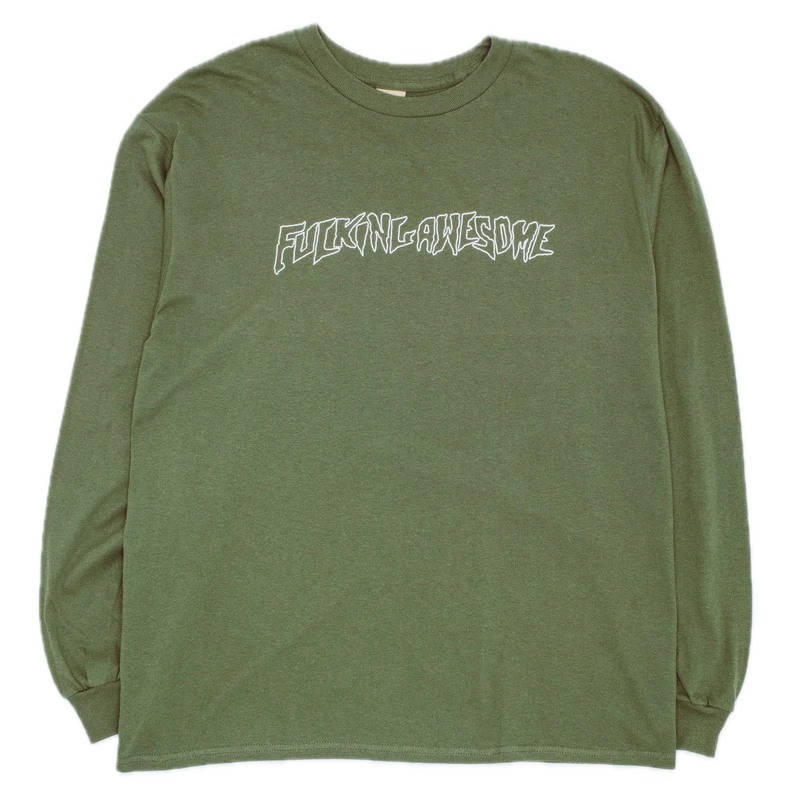 Fucking Awesome Fineline Glow in the Dark Stamp Logo Longsleeve T-shirt Army