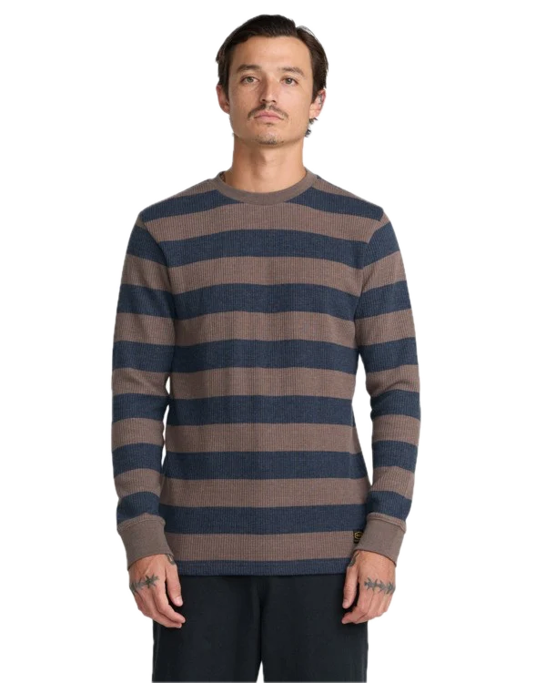 RVCA Dayshift Thermal Stripe Longsleeve Mocha