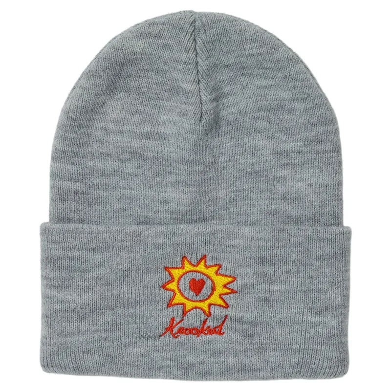 Krooked Sun Heart Cuff Beanie Heather Grey