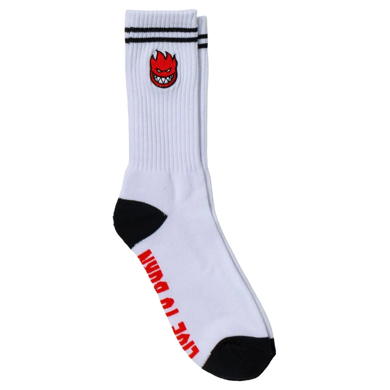 Spitfire Bighead Fill Embroidery Socks White Black Red