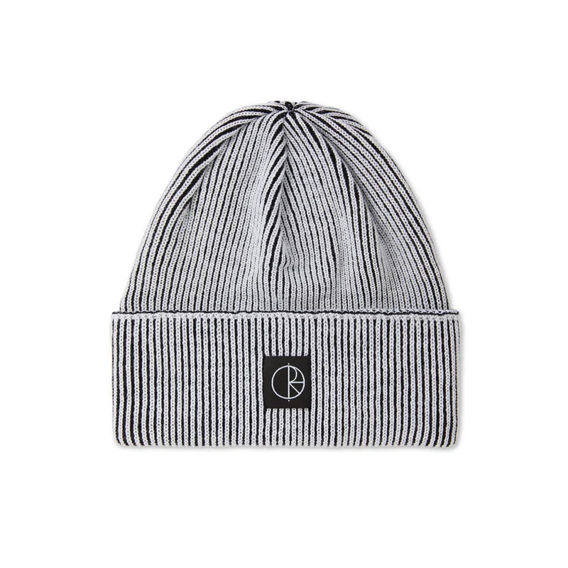 Merino Lines Beanie White Black