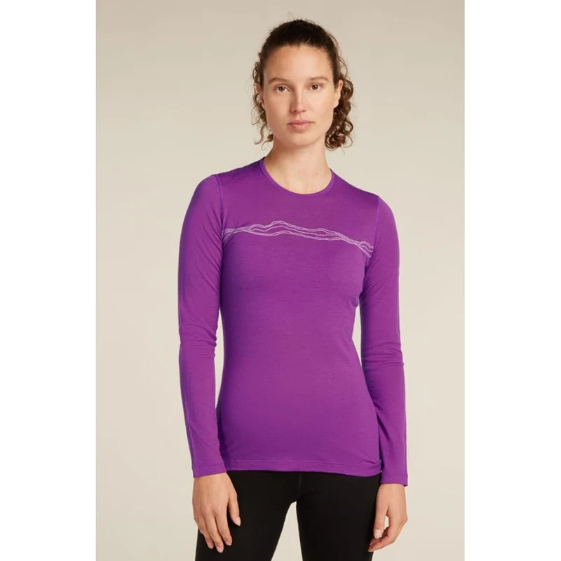 Icebreaker Merino 200 Oasis Thermo-Langarmshirt mit Stehkragen Mountain Pulse Damen