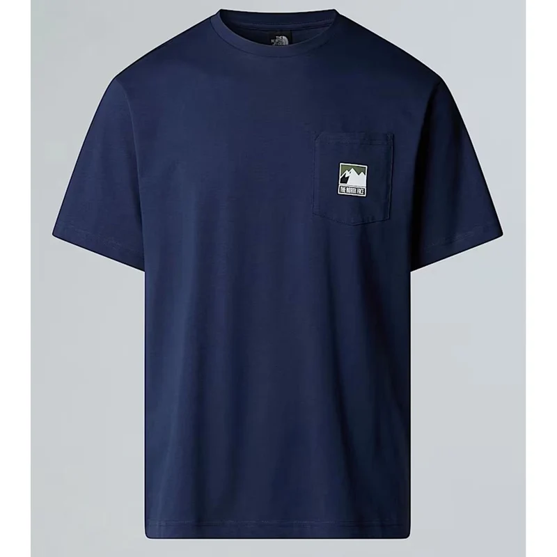 The North Face Mountain Logo relaxt geschnittenes Pocket T-Shirt für Herren summit navy
