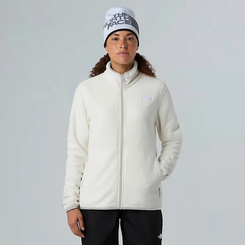 The North Face Damen Glacier Fleece mit durchgehendem Reißverschluss White Dune