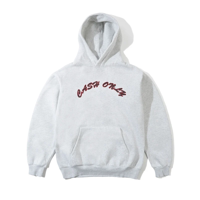 Cash Only Plaid Applique Logo Pullover Hood