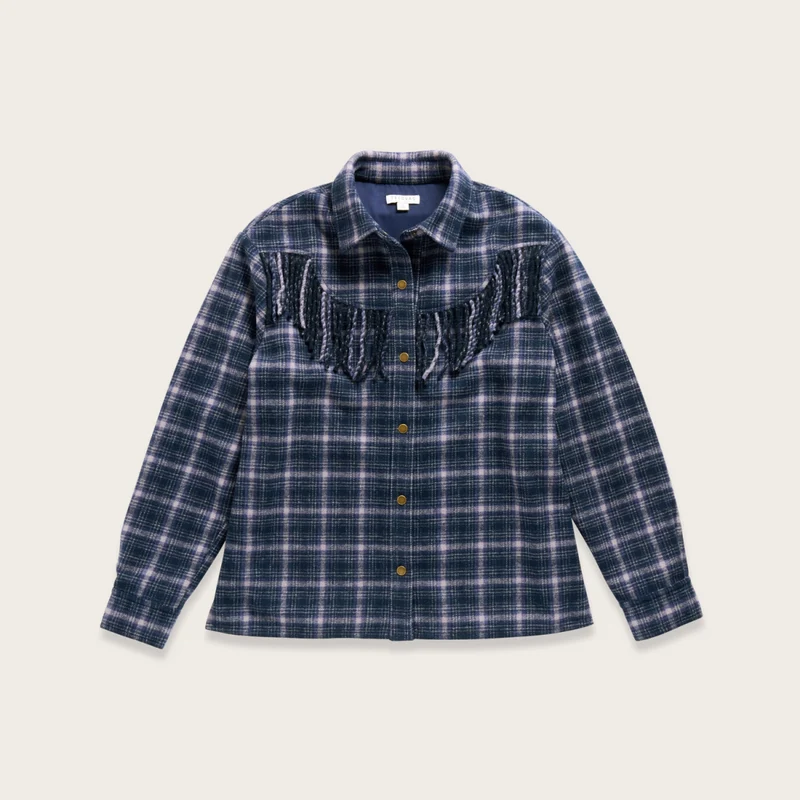 Women's Plaid Fringe Shacket