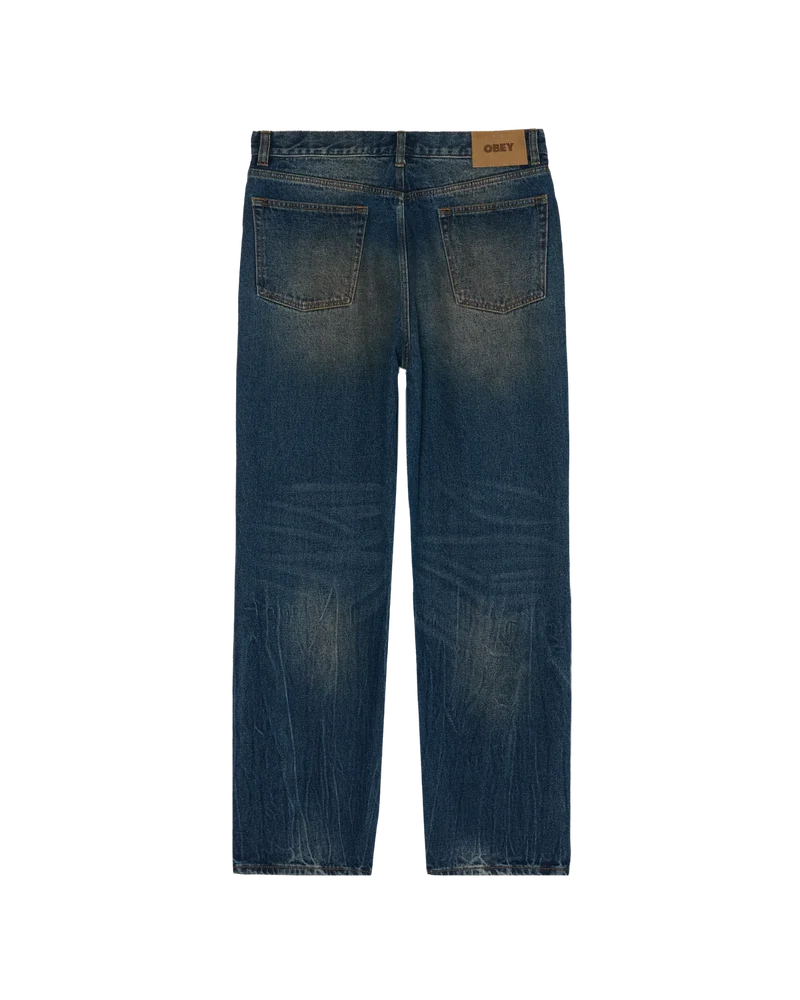 Obey Classic baggy denim oil stained indigo