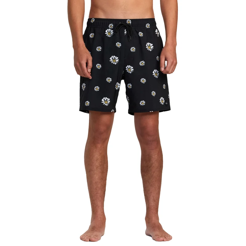 VA PIGMENT PRINT ELASTIC SHORT BLACK FLORAL