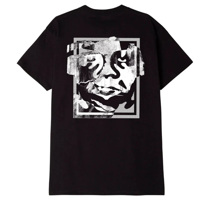 OBEY TORN ICON FACE CLASSIC T-SHIRT BLACK