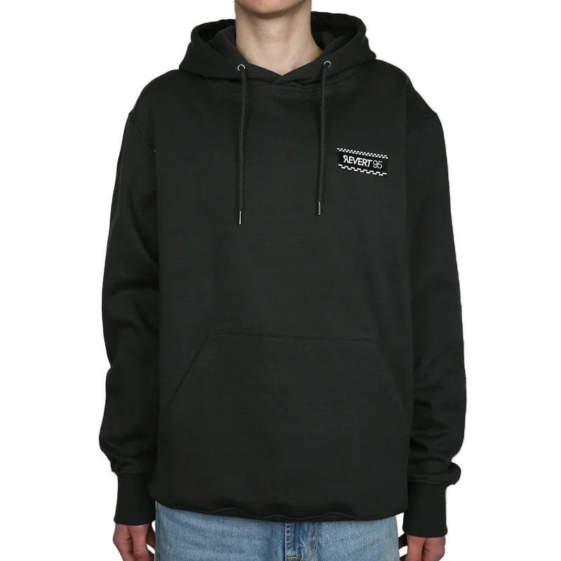 Revert 95 Small Checkerboard Box Logo Hoodie Ash Black