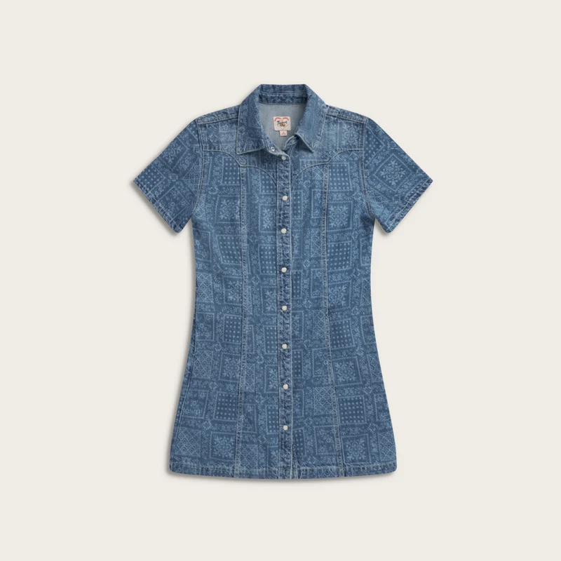 Women's S/S Mini Pearl Snap Dress