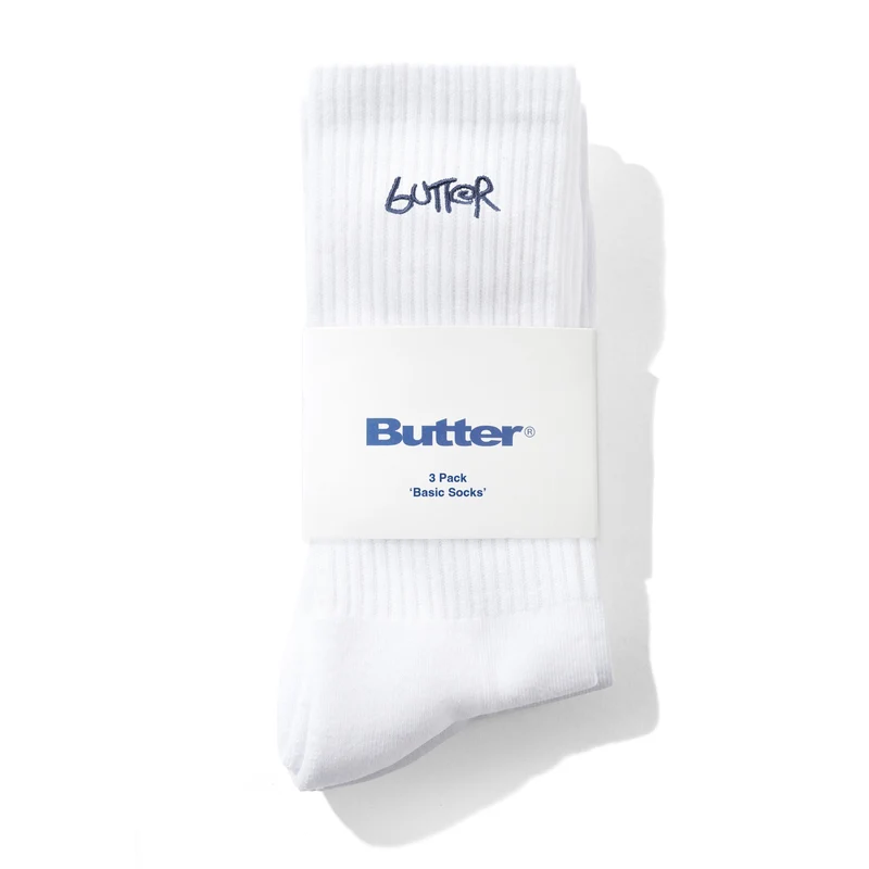 Butter Goods 3-Pack Basic Socks White