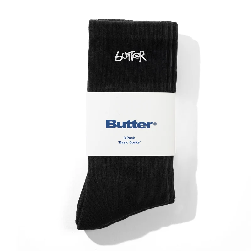 Butter Goods 3-Pack Basic Socks Black