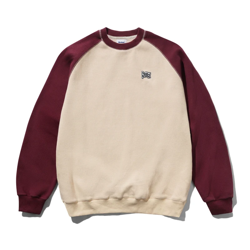 Butter Goods Sketch Waffle Crewneck Cream / Red