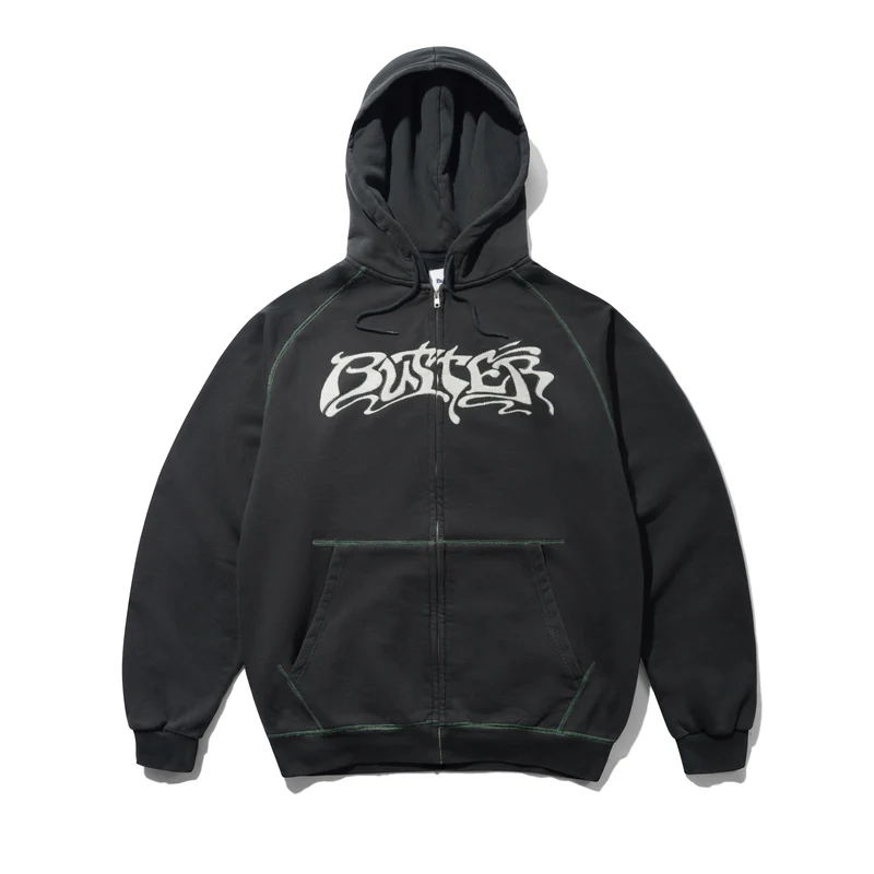 Butter Goods Drummer Zip-Thru Hoodie Washed Black