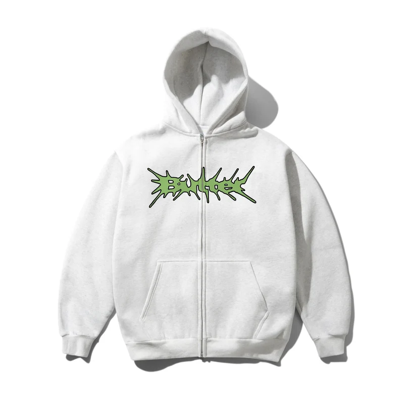 Butter Goods Nail Logo Zip-Thru Hoodie Ash
