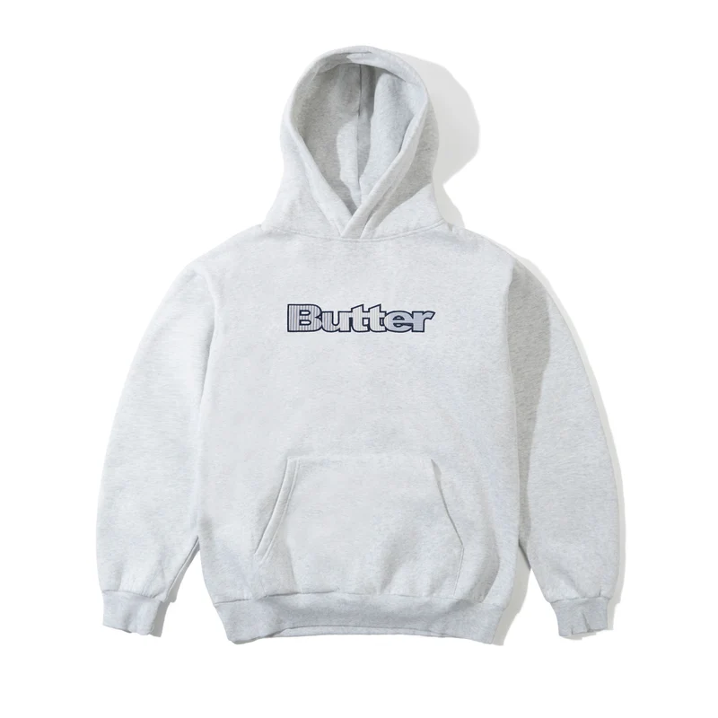 Butter Goods Stripe Logo Applique Hoodie Ash