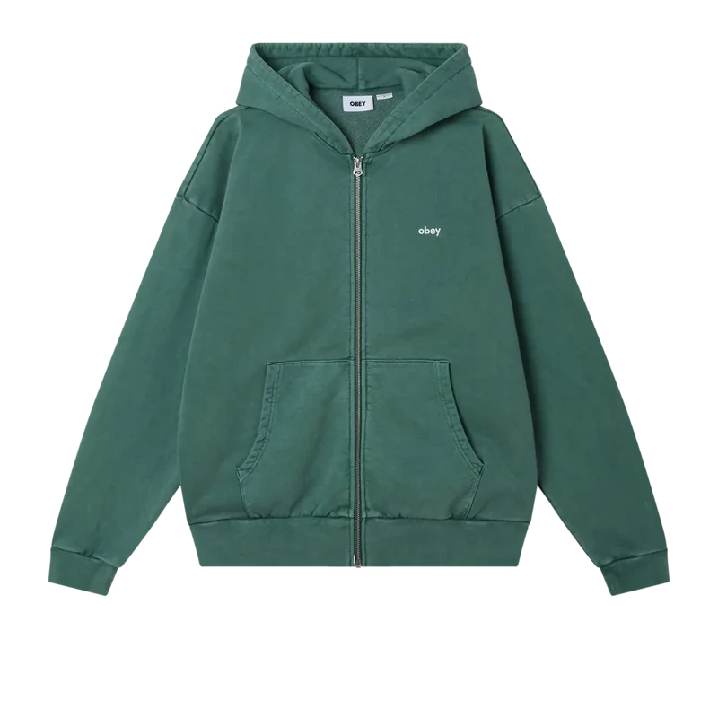 Obey Lowercase pigment zip hood Pigment pine needle