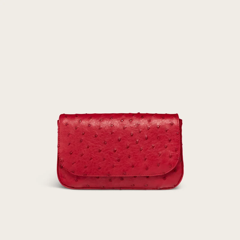 Ostrich Flap Shoulder Bag