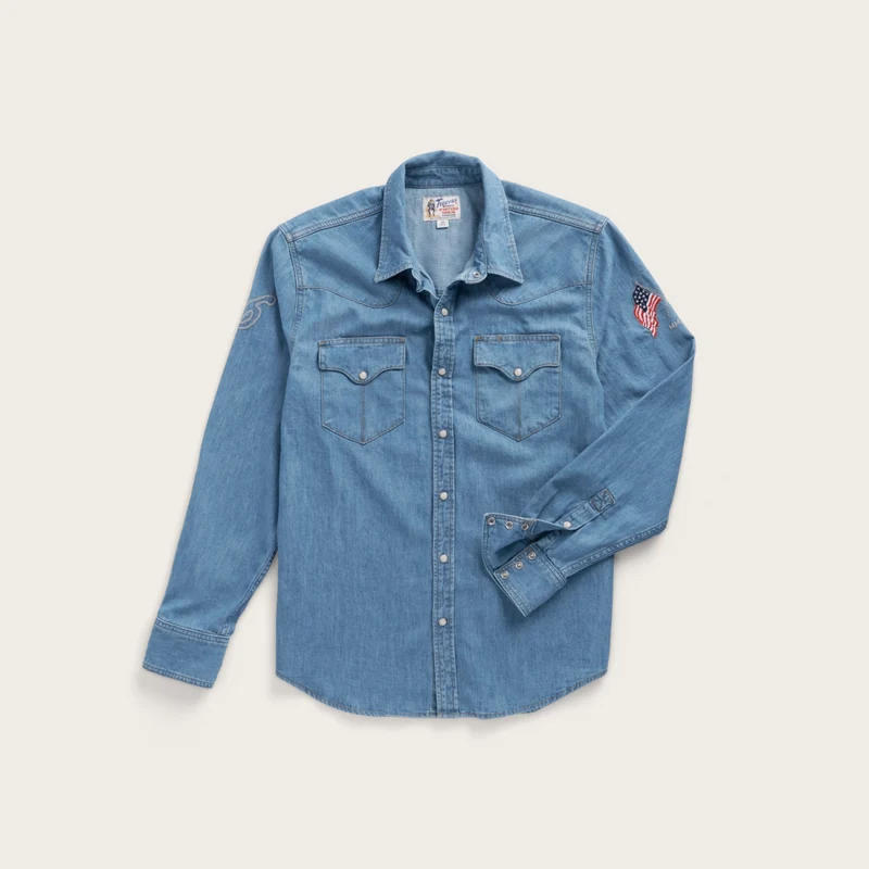 Men's Denim Pearl Snap LS