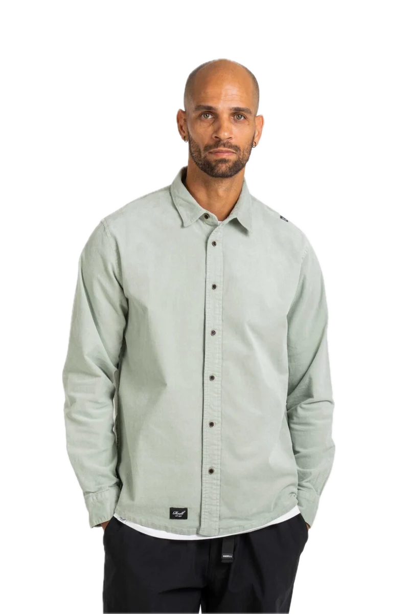 Reell Denim Strike Shirt Baby Cord Aqua Grey