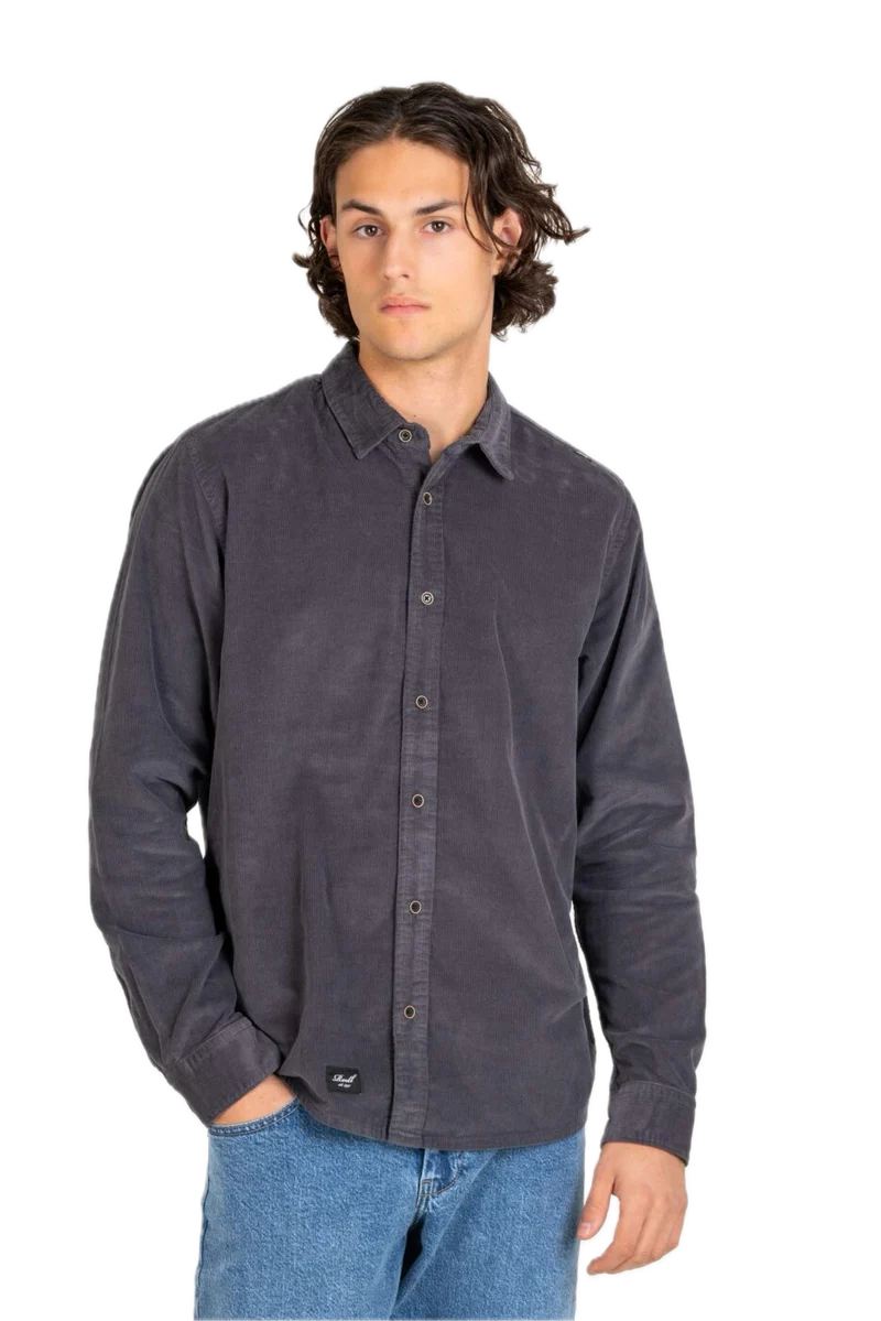 Reell Denim Strike Shirt Baby Cord Dark Grey