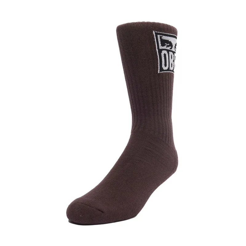 Obey eyes icon socks Java brown