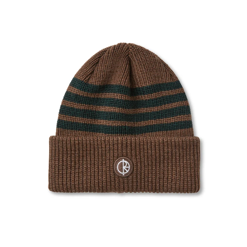 Stripe Merino Beanie Brass Dark Green