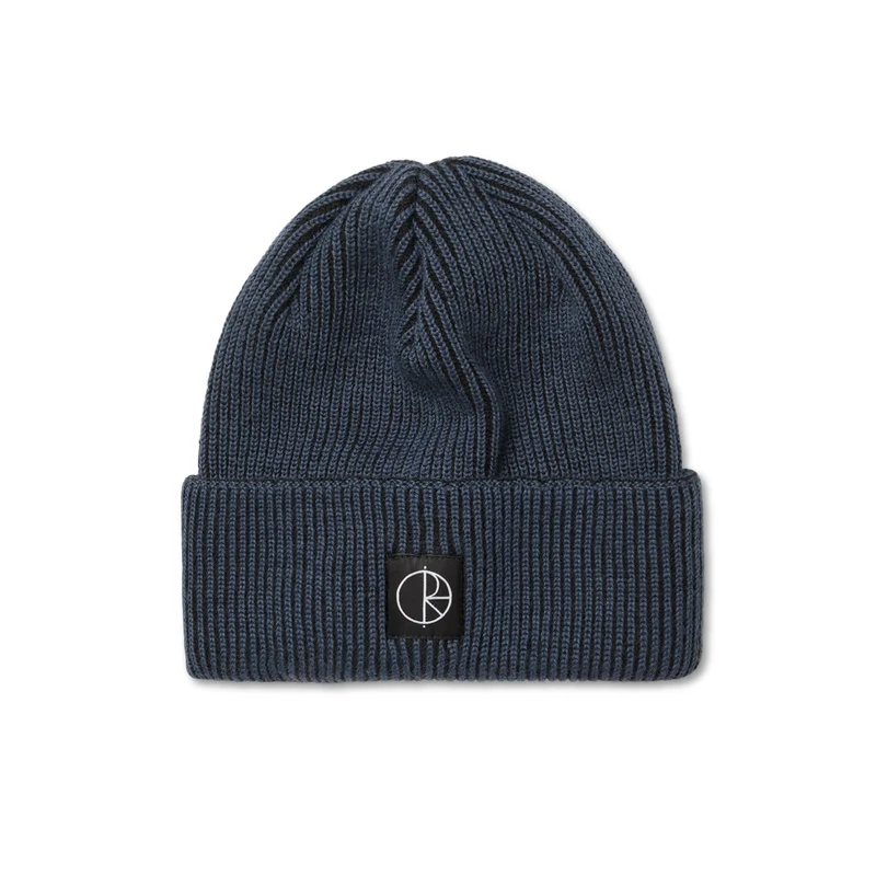 Lines Merino Beanie Grey Blue