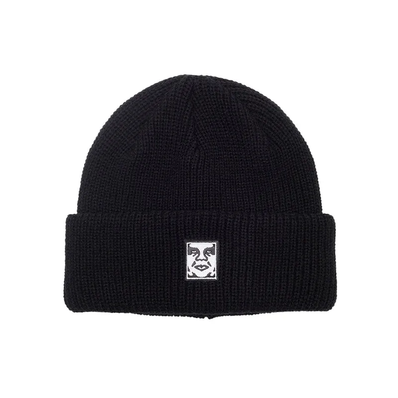 Obey Mid icon patch cuff beanie black