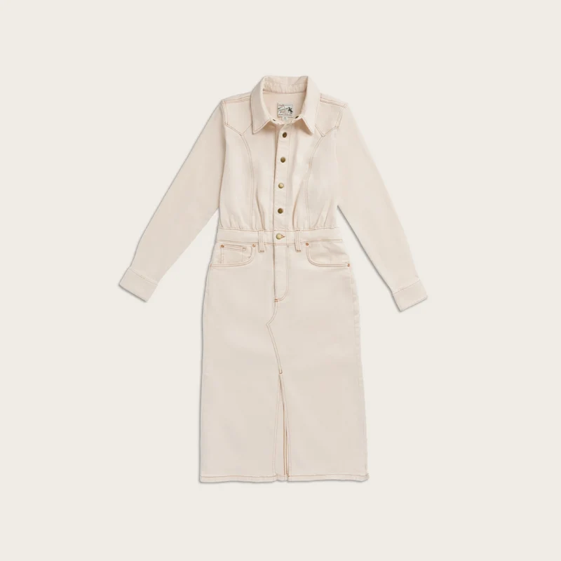 Women's L/S Natural Denim Midi Dress