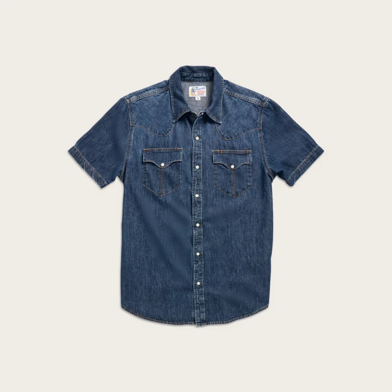 Men's Denim Short Sleeve Pearl Snap