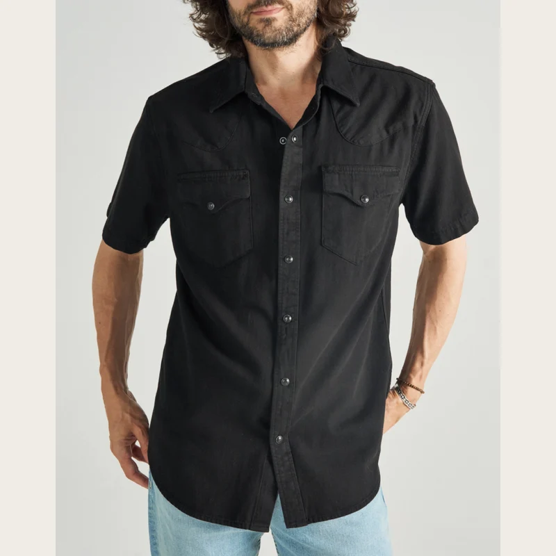 Men's Denim Short Sleeve Pearl Snap