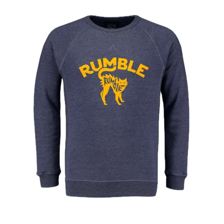 Rumble Yellow Cat Heather Blue Sweater