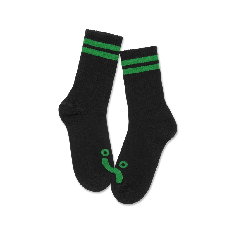 Polar Skate Co Rib Socks Happy Sad Black Green