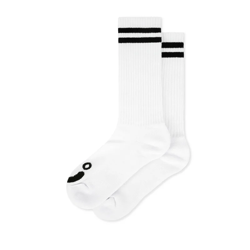Polar Rib Socks Long Happy Sad White