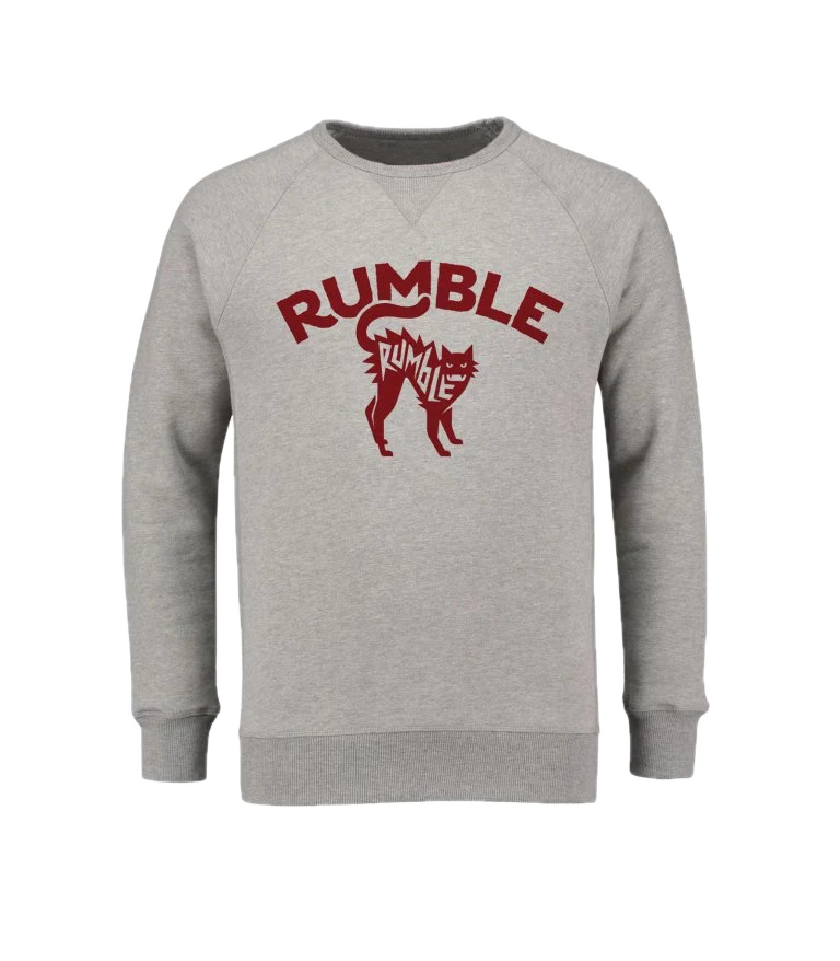 Rumble Bordeaux Cat Grey Sweater
